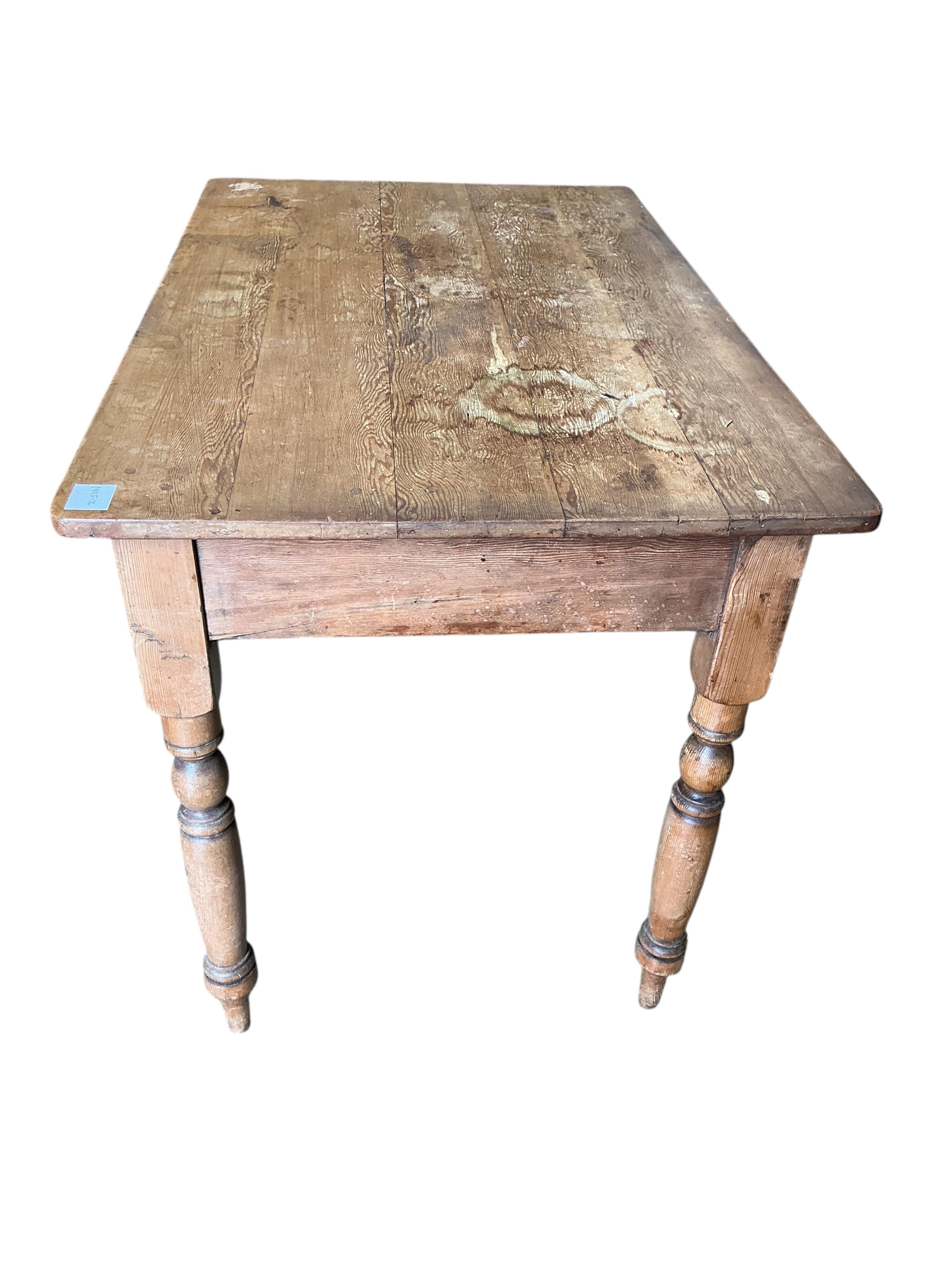 A Victorian rectangular pine kitchen table, width 106cm, depth 66cm, height 74cm